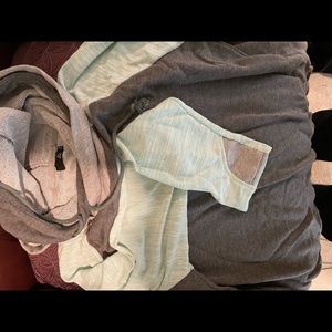 Grey and mint double hooded sweatshirt from Mindy Mae’s Market